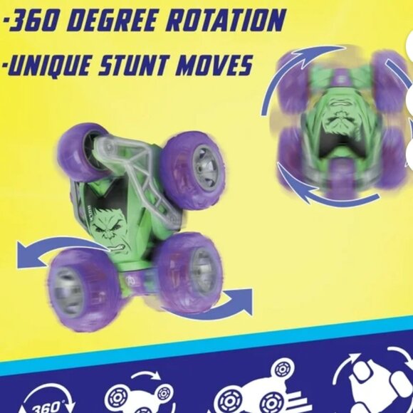 New With Tags Jada Marvel Hulk Stunt RC Car with 5-Wheel Drift and Turbo USB - Picture 3 of 8